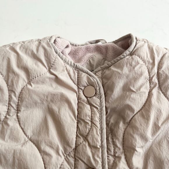 Zara Girls Beige Neutral Quilted Midweight Fall Spring Jacket size 2-3 - Picture 2 of 6